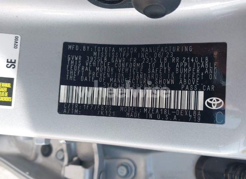 Photo 9 of 2023 Toyota Corolla LE (VIN 5YFB4MDE6PP050850)