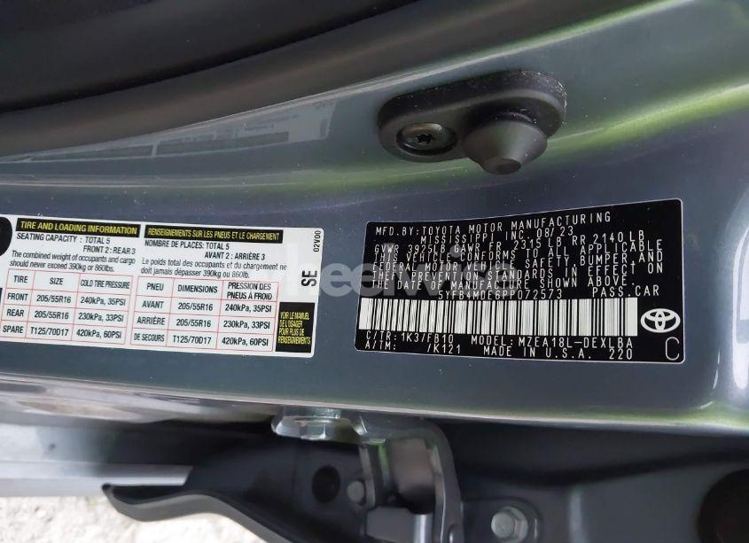 Photo 9 of 2023 Toyota Corolla LE (VIN 5YFB4MDE6PP072573)