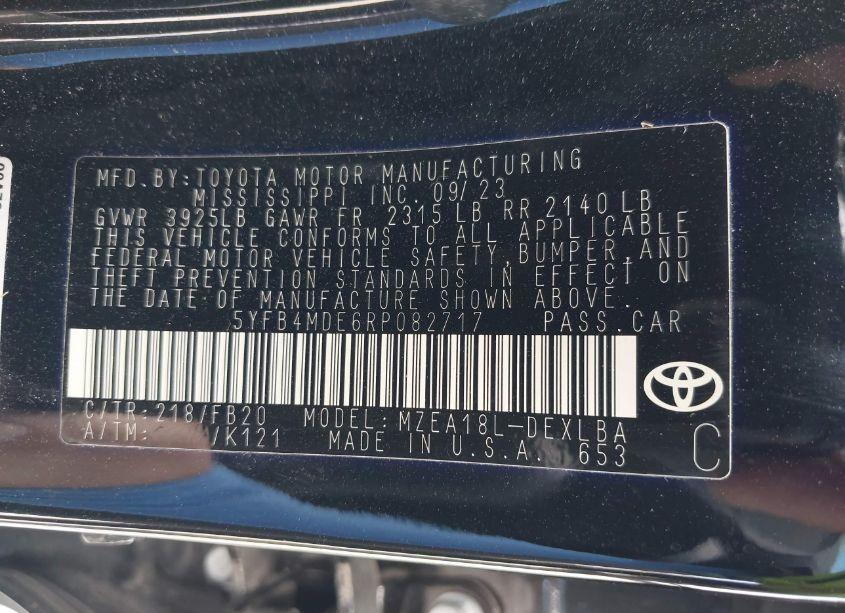 Photo 9 of 2024 Toyota Corolla LE (VIN 5YFB4MDE6RP082717)