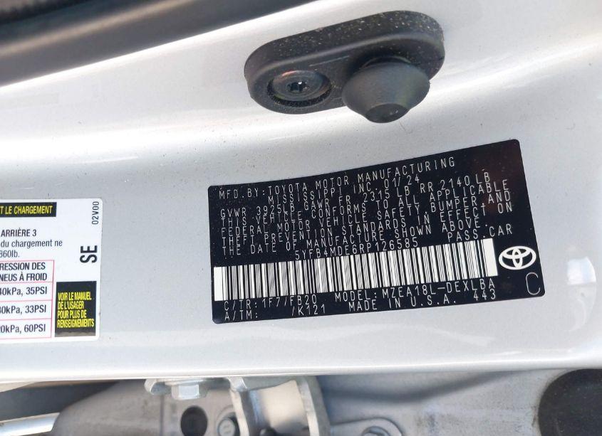 Photo 9 of 2024 Toyota Corolla LE (VIN 5YFB4MDE6RP126585)