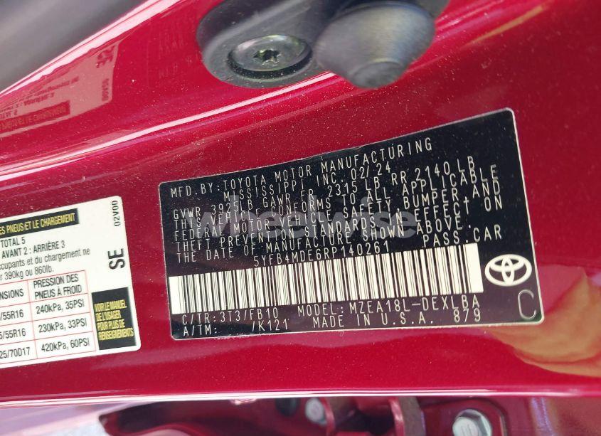 Photo 9 of 2024 Toyota Corolla LE (VIN 5YFB4MDE6RP140261)