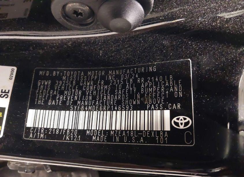 Photo 9 of 2024 Toyota Corolla LE (VIN 5YFB4MDE6RP146593)