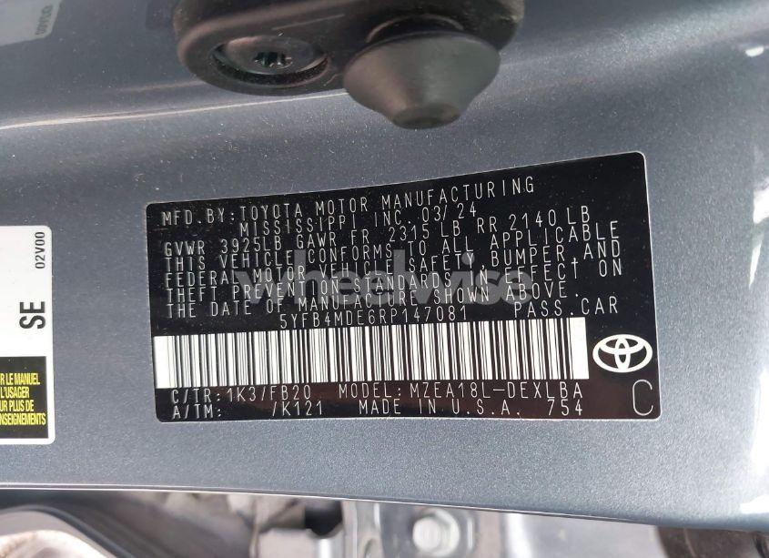 Photo 9 of 2024 Toyota Corolla LE (VIN 5YFB4MDE6RP147081)