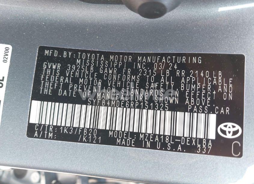 Photo 9 of 2024 Toyota Corolla LE (VIN 5YFB4MDE6RP151325)