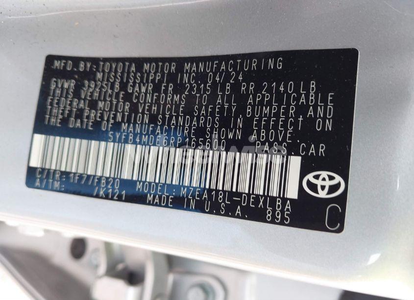 Photo 9 of 2024 Toyota Corolla LE (VIN 5YFB4MDE6RP165600)