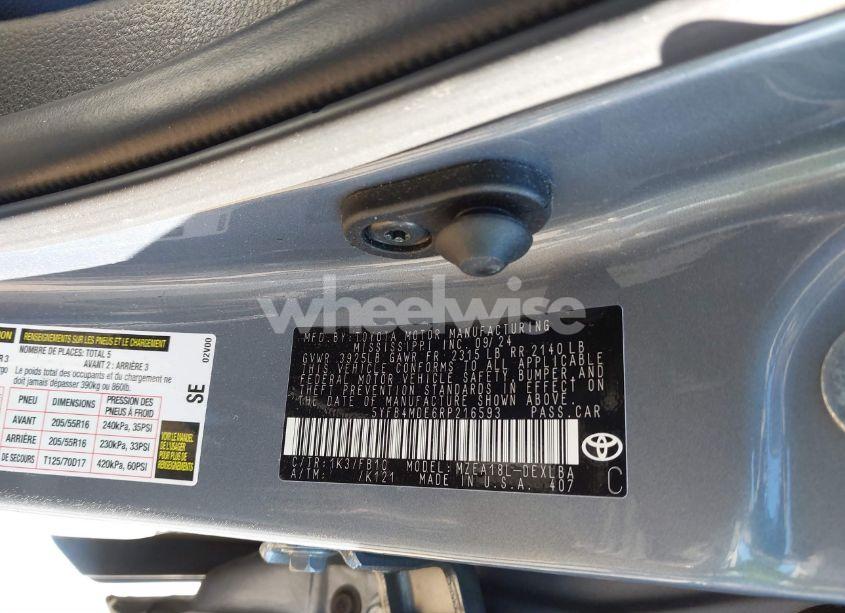 Photo 9 of 2024 Toyota Corolla LE (VIN 5YFB4MDE6RP216593)