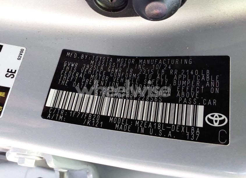 Photo 9 of 2024 Toyota Corolla LE (VIN 5YFB4MDE6RP228565)