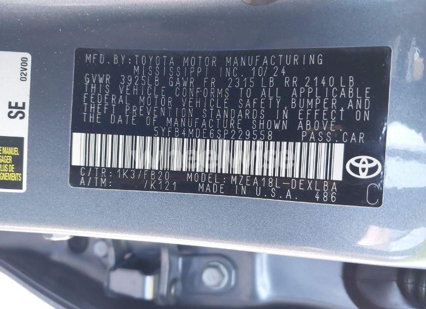 Photo 9 of 2025 Toyota Corolla LE (VIN 5YFB4MDE6SP229558)