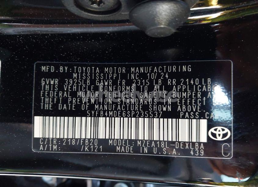 Photo 9 of 2025 Toyota Corolla LE (VIN 5YFB4MDE6SP235537)