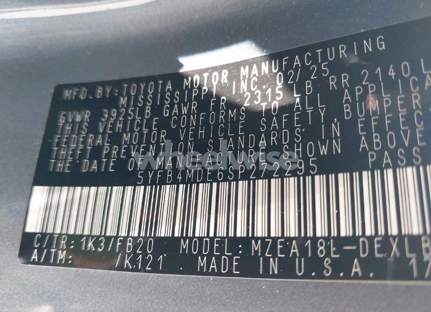 Photo 9 of 2025 Toyota Corolla LE (VIN 5YFB4MDE6SP272295)