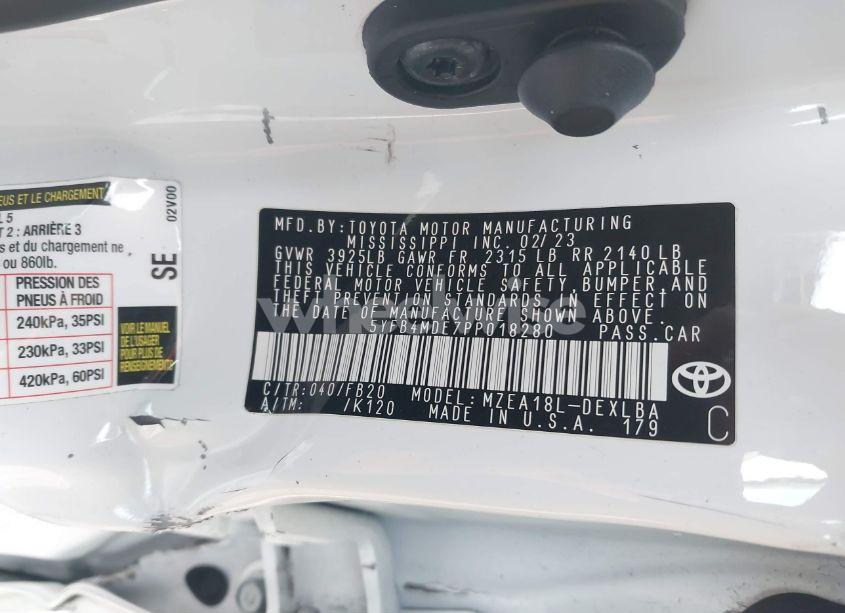 Photo 9 of 2023 Toyota Corolla LE (VIN 5YFB4MDE7PP018280)