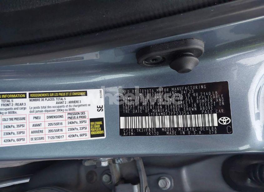 Photo 9 of 2023 Toyota Corolla LE (VIN 5YFB4MDE7PP033541)