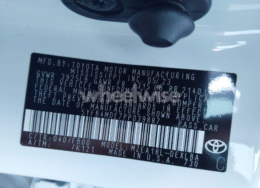 Photo 9 of 2023 Toyota Corolla LE (VIN 5YFB4MDE7PP039887)