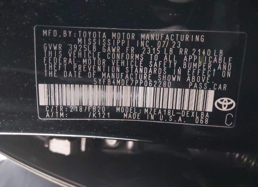 Photo 9 of 2023 Toyota Corolla LE (VIN 5YFB4MDE7PP062280)