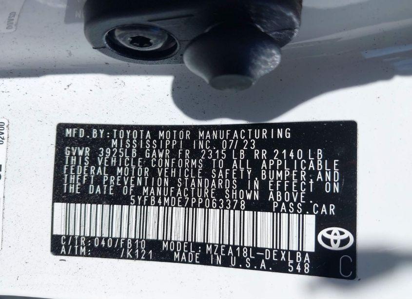 Photo 9 of 2023 Toyota Corolla LE (VIN 5YFB4MDE7PP063378)