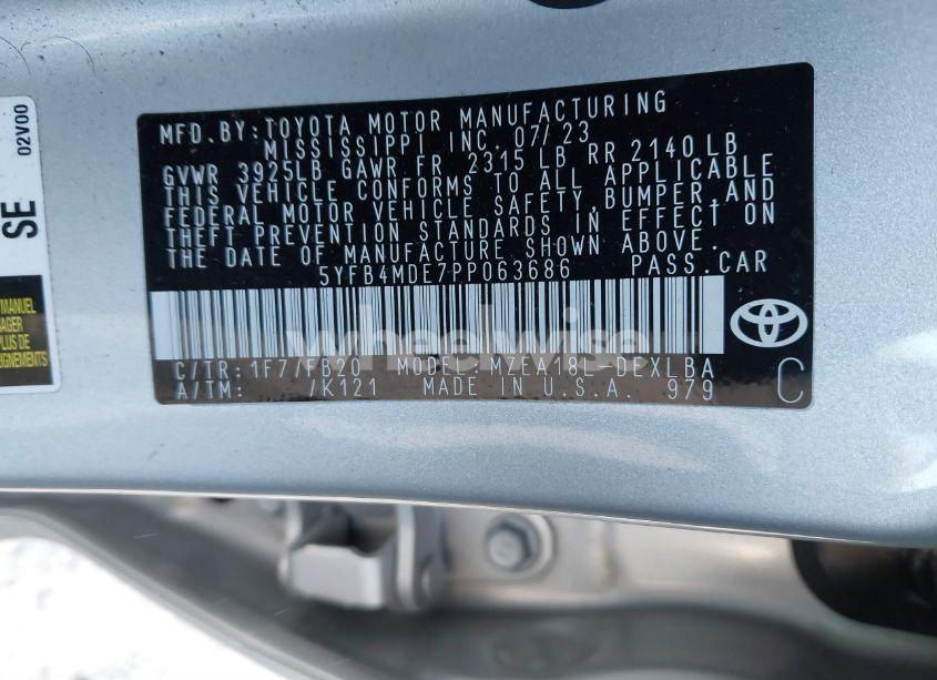 Photo 9 of 2023 Toyota Corolla LE (VIN 5YFB4MDE7PP063686)