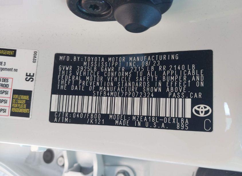 Photo 9 of 2023 Toyota Corolla LE (VIN 5YFB4MDE7PP072324)