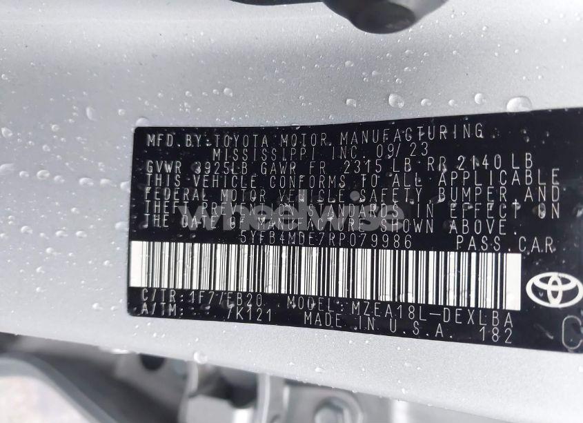 Photo 9 of 2024 Toyota Corolla LE (VIN 5YFB4MDE7RP079986)