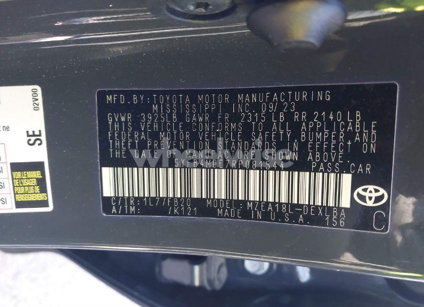 Photo 9 of 2024 Toyota Corolla LE (VIN 5YFB4MDE7RP081544)