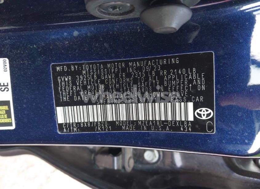 Photo 9 of 2024 Toyota Corolla LE (VIN 5YFB4MDE7RP081771)