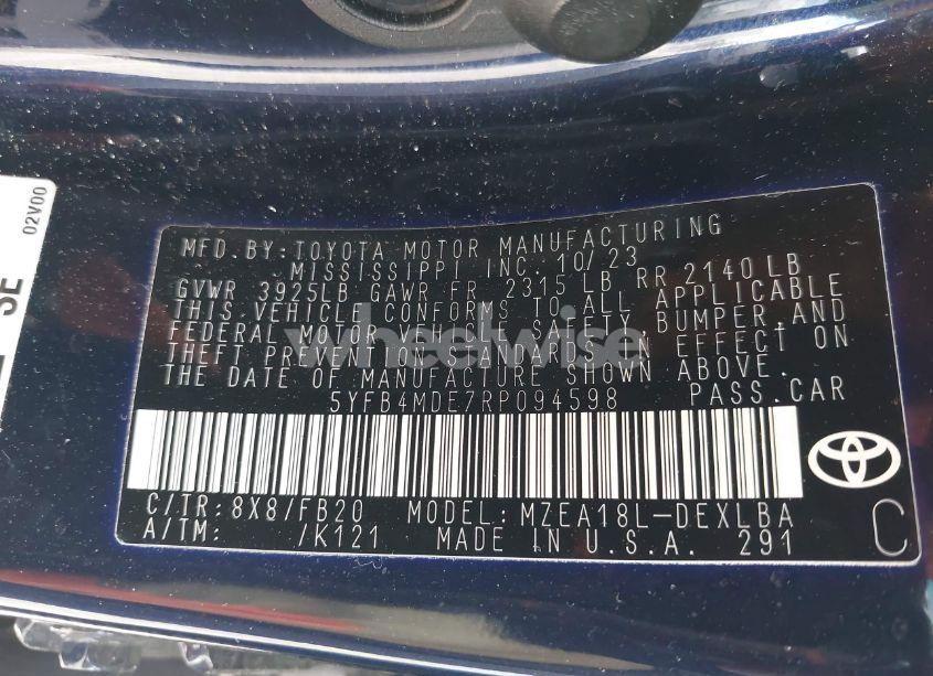 Photo 9 of 2024 Toyota Corolla LE (VIN 5YFB4MDE7RP094598)