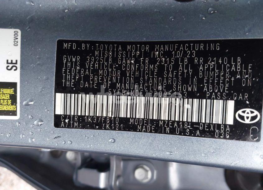 Photo 9 of 2024 Toyota Corolla LE (VIN 5YFB4MDE7RP095153)