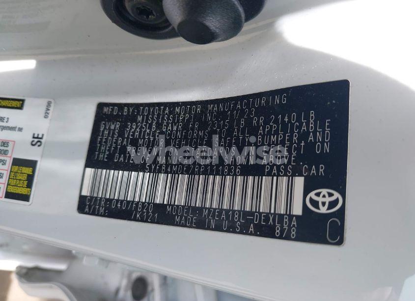 Photo 9 of 2024 Toyota Corolla LE (VIN 5YFB4MDE7RP111836)