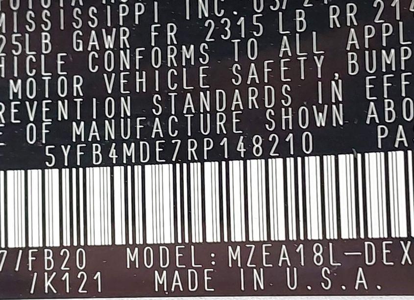 Photo 9 of 2024 Toyota Corolla LE (VIN 5YFB4MDE7RP148210)