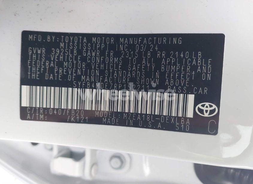 Photo 9 of 2024 Toyota Corolla LE (VIN 5YFB4MDE7RP152211)
