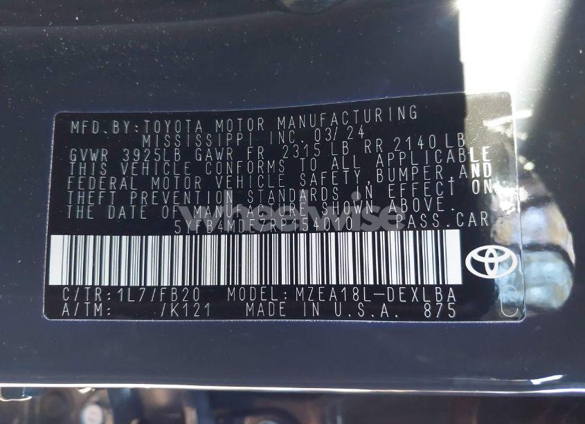 Photo 9 of 2024 Toyota Corolla LE (VIN 5YFB4MDE7RP154010)