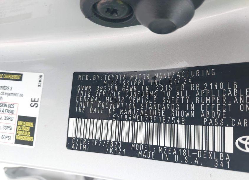 Photo 9 of 2024 Toyota Corolla LE (VIN 5YFB4MDE7RP167548)