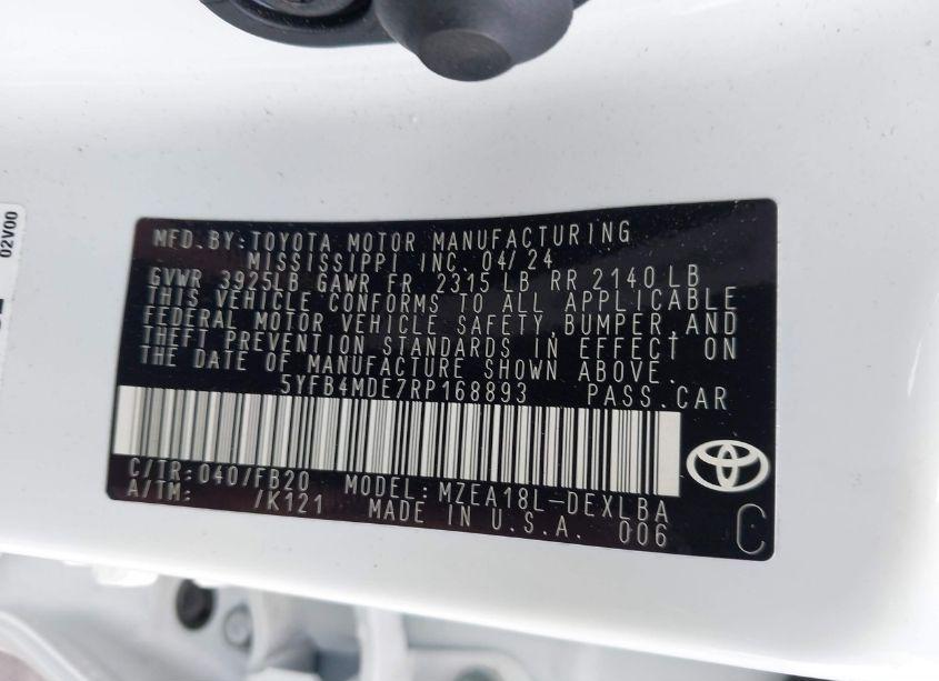 Photo 9 of 2024 Toyota Corolla LE (VIN 5YFB4MDE7RP168893)