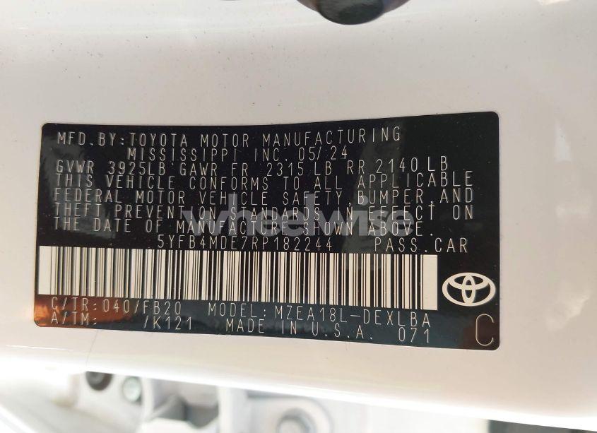 Photo 9 of 2024 Toyota Corolla LE (VIN 5YFB4MDE7RP182244)