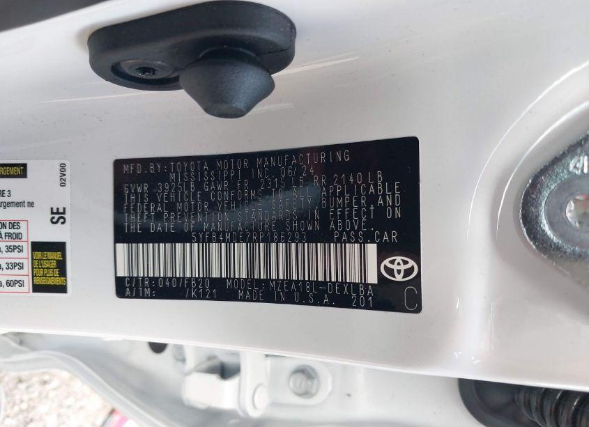Photo 9 of 2024 Toyota Corolla LE (VIN 5YFB4MDE7RP186293)