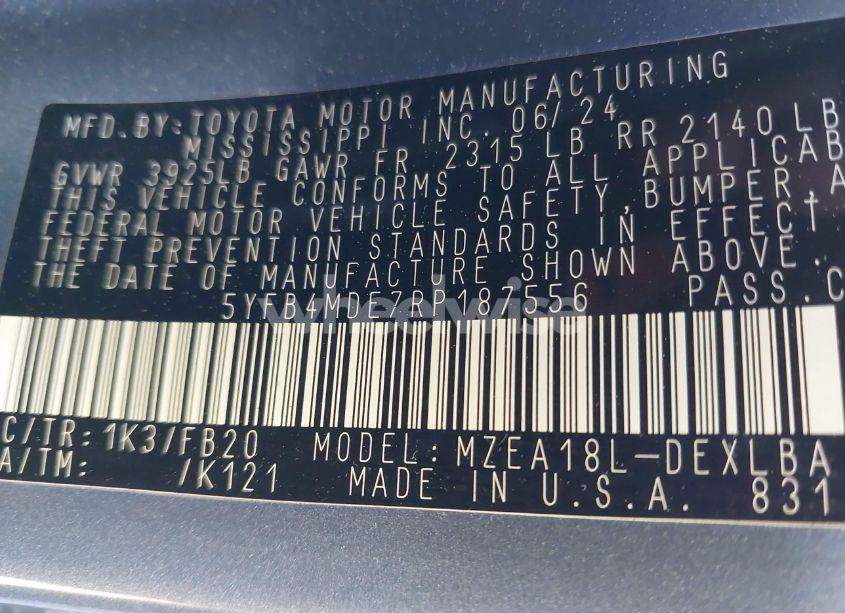 Photo 9 of 2024 Toyota Corolla LE (VIN 5YFB4MDE7RP187556)