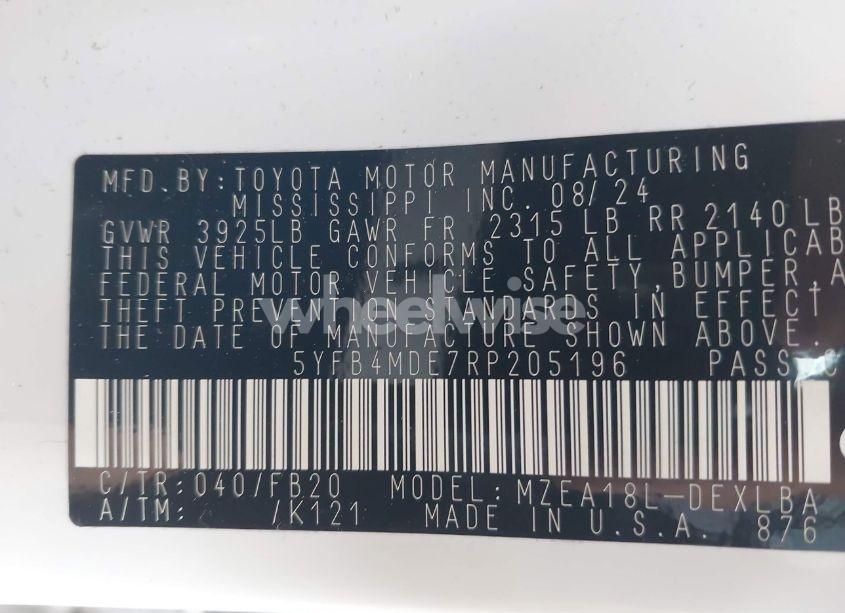 Photo 9 of 2024 Toyota Corolla LE (VIN 5YFB4MDE7RP205196)