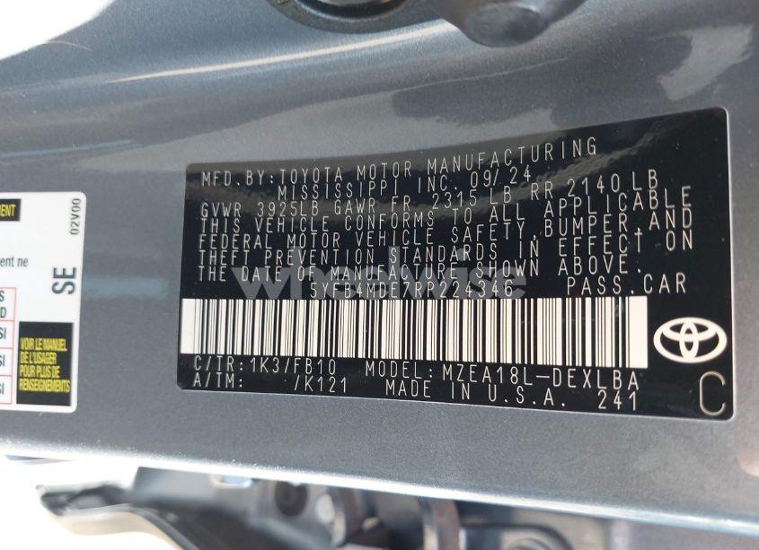 Photo 9 of 2024 Toyota Corolla LE (VIN 5YFB4MDE7RP224346)