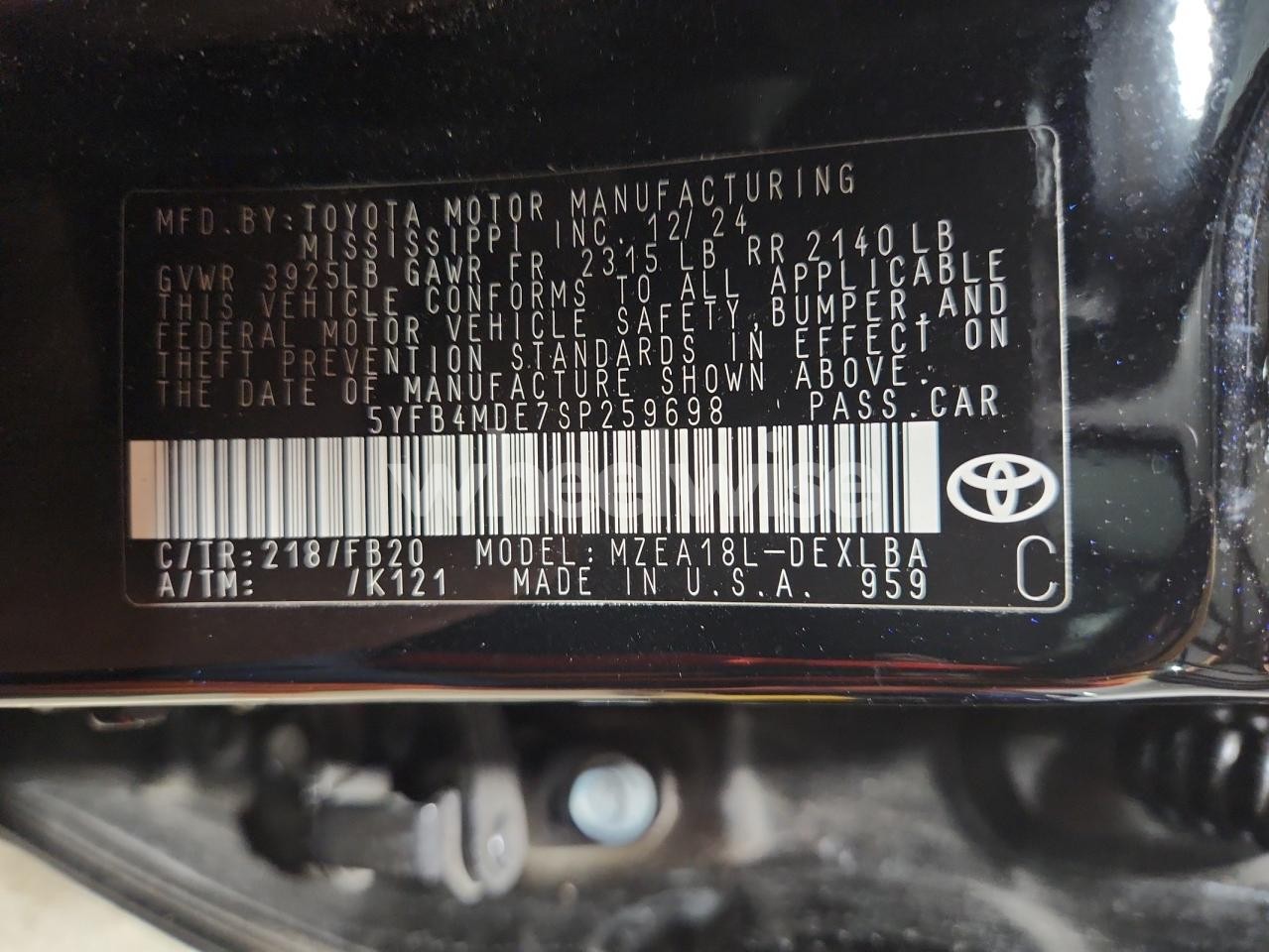 Photo 13 of 2025 TOYOTA COROLLA LE (VIN 5YFB4MDE7SP259698)