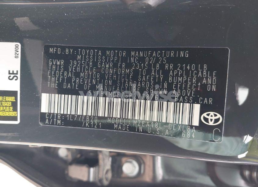 Photo 9 of 2025 Toyota Corolla LE (VIN 5YFB4MDE7SP277876)