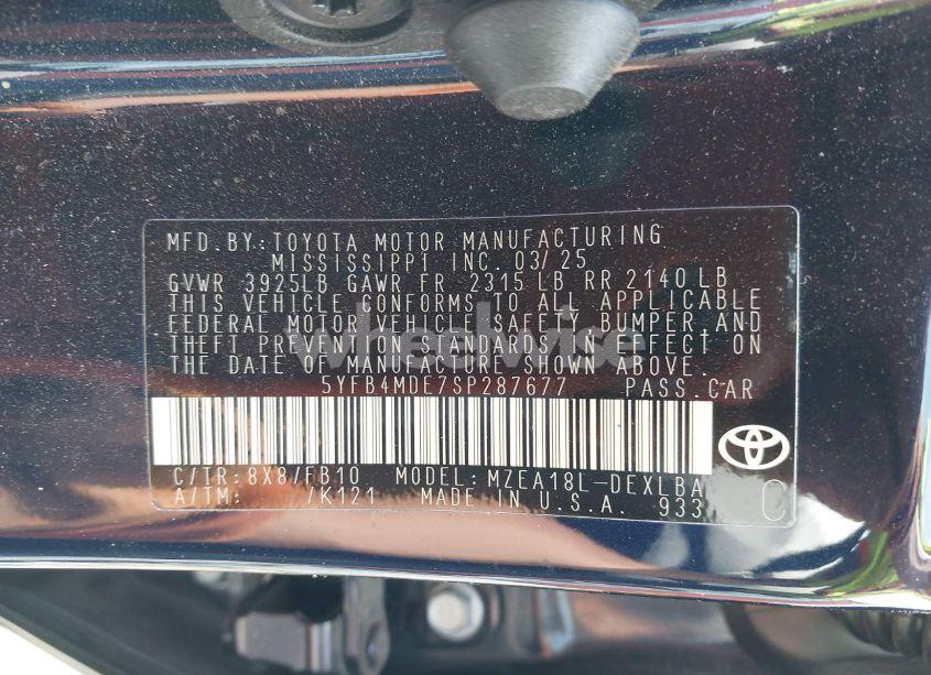 Photo 9 of 2025 Toyota Corolla LE (VIN 5YFB4MDE7SP287677)