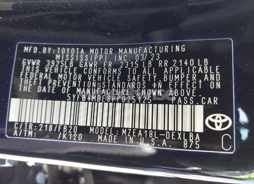 Photo 9 of 2023 Toyota Corolla LE (VIN 5YFB4MDE8PP025125)