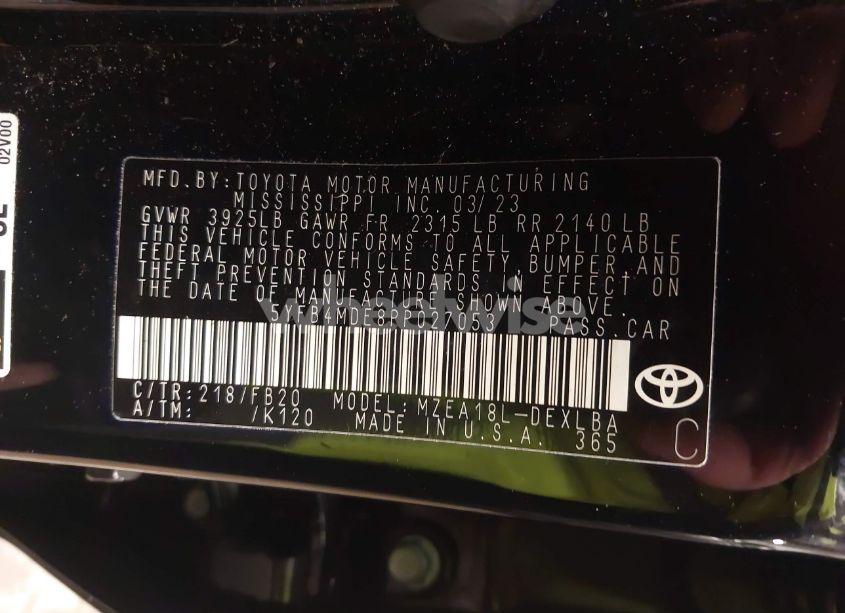 Photo 9 of 2023 Toyota Corolla LE (VIN 5YFB4MDE8PP027053)