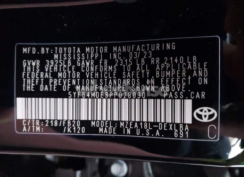 Photo 9 of 2023 Toyota Corolla LE (VIN 5YFB4MDE8PP028090)