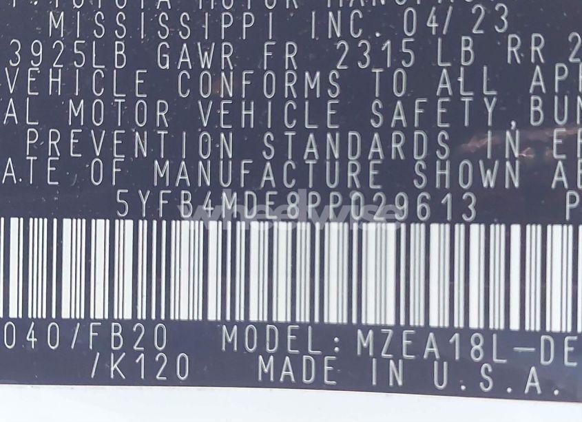 Photo 9 of 2023 Toyota Corolla LE (VIN 5YFB4MDE8PP029613)