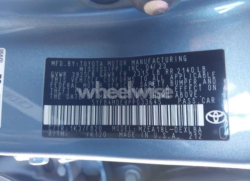 Photo 9 of 2023 Toyota Corolla LE (VIN 5YFB4MDE8PP033645)