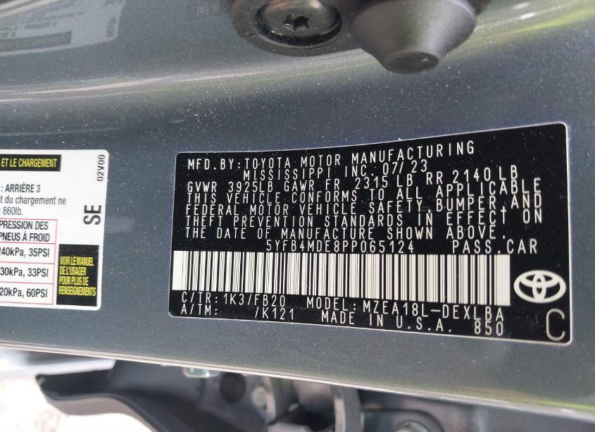 Photo 9 of 2023 Toyota Corolla LE (VIN 5YFB4MDE8PP065124)