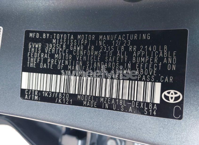 Photo 9 of 2024 Toyota Corolla LE (VIN 5YFB4MDE8RP115460)