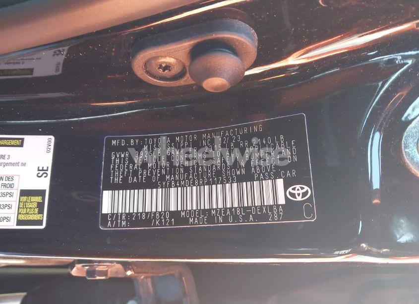 Photo 8 of 2024 Toyota Corolla LE (VIN 5YFB4MDE8RP117533)