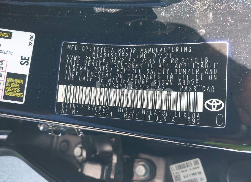 Photo 9 of 2024 Toyota Corolla LE (VIN 5YFB4MDE8RP131397)