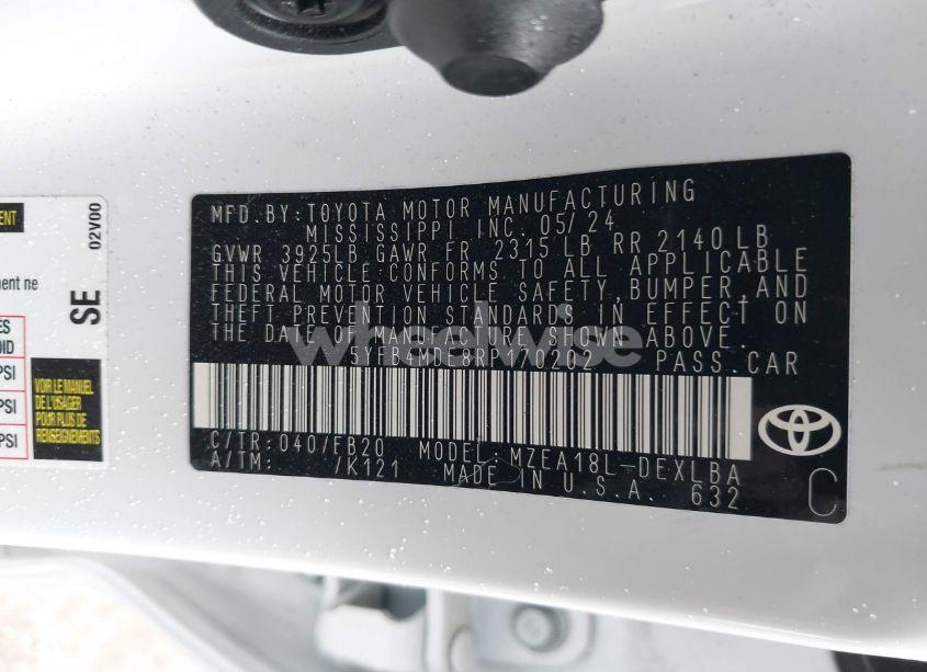 Photo 9 of 2024 Toyota Corolla LE (VIN 5YFB4MDE8RP170202)